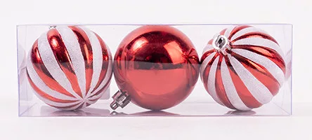 KARÁCSONYFA DÍSZ, AKASZTÓS, GÖMB, SZETTBEN, 3 DARABOS, GLITTERES, PIROS ÉS FEHÉR