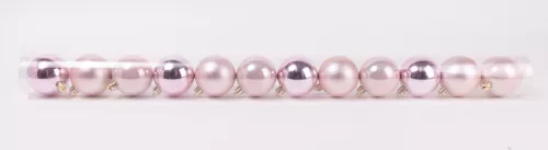 KARÁCSONYI DÍSZ GÖMB, SZETTBEN, PVC DOBOZBAN, 12 DARABOS, HALVÁNY RÓZSASZÍN