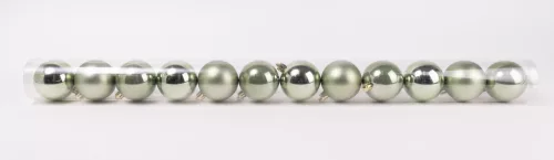 KARÁCSONYI DÍSZ GÖMB, SZETTBEN, PVC DOBOZBAN, 12 DARABOS, ZÖLD