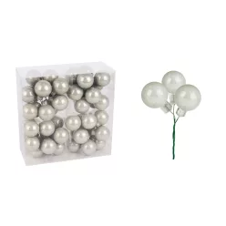   ÜVEG KARÁCSONYI DÍSZ BOGYÓS PICK SZETT PVC DOBOZBAN, 48 DARABOS, VINTAGE ZÖLD