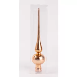 ÜVEG KARÁCSONYI CSÚCSDÍSZ PVC DOBOZBAN, FÉNYES BRONZ