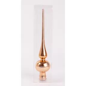 ÜVEG KARÁCSONYI CSÚCSDÍSZ PVC DOBOZBAN, FÉNYES BRONZ