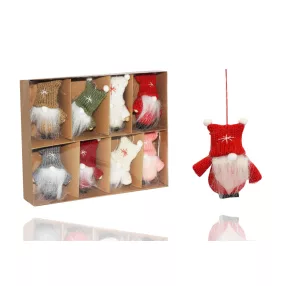   DEKOR AKASZTÓS ORRSZAKÁLL DÍSZDOBOZBAN, 8 DARABOS, KÖTÖTT POMPONOS, BARNA