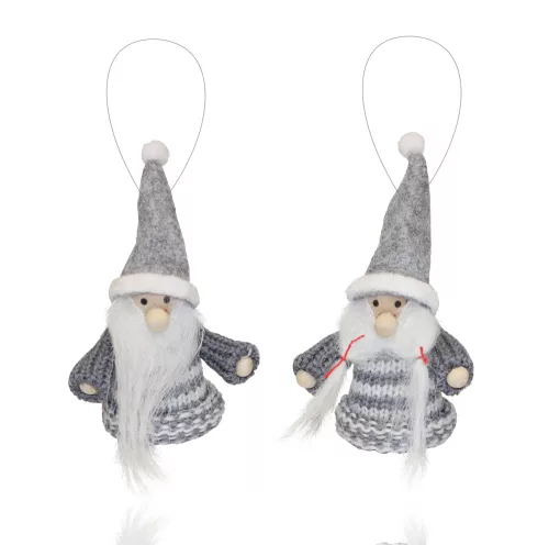 DEKOR AKASZTÓS FILC TÉLAPÓ VAGY TÉLANYÓ, KÖTÖTT SZÜRKE-FEHÉR CSÍKOS RUHÁBAN