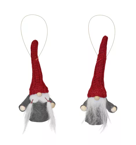 DEKOR AKASZTÓS FILC TÉLANYÓ VAGY TÉLAPÓ, KÖTÖTT BORDÓ SAPKÁBAN ÉS SZÜRKE RUHÁBAN