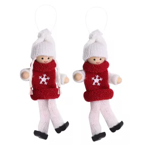   DEKOR AKASZTÓS FIÚ VAGY LÁNY, HÓPEHELY MINTÁS, PIROS-FEHÉR