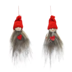   DEKOR AKASZTÓS FIÚ VAGY LÁNY, KÖTÖTT PIROS SAPKÁBAN ÉS SZÜRKE SZŐRŐS RUHÁBAN