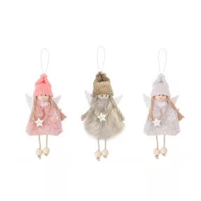   DEKOR AKASZTÓS ANGYALLÁNY CSILAGGAL, SZŐRMÉS RUHÁBAN, RÓZSASZÍN VAGY DRAPP VAGY FEHÉR