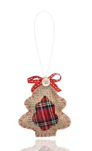 DEKOR AKASZTÓS FILC FENYŐFA, NATÚR ÉS PIROS-ZÖLD KOCKÁS