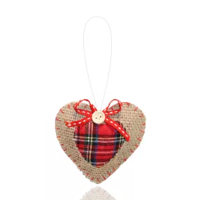 DEKOR AKASZTÓS FILC SZÍV, NATÚR ÉS PIROS-ZÖLD KOCKÁS