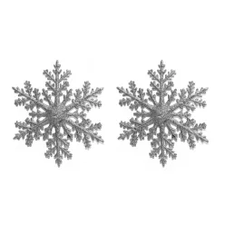   AKASZTÓS KARÁCSONYI DÍSZ HÓPEHELY SZETT, 2 DARABOS, EZÜST GLITTER