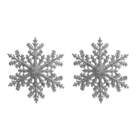   AKASZTÓS KARÁCSONYI DÍSZ HÓPEHELY SZETT, 2 DARABOS, EZÜST GLITTER