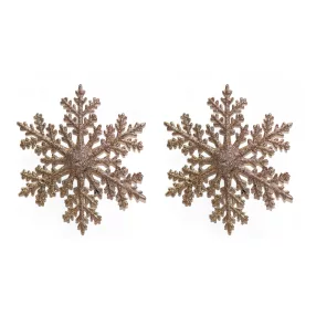   AKASZTÓS KARÁCSONYI DÍSZ HÓPEHELY SZETT, 2 DARABOS, ROSEGOLD GLITTER