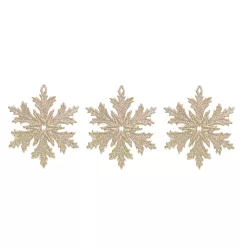   AKASZTÓS KARÁCSONYI DÍSZ HÓKRISTÁLY SZETT, 3 DARABOS, ARANY GLITTER