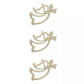   AKASZTÓS KARÁCSONYI DÍSZ ANGYAL SZETT, 3 DARABOS, ÁTTETSZŐ, ARANY