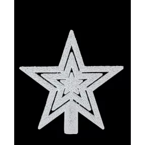 KARÁCSONYI CSÚCSDÍSZ CSILLAG, FEHÉR GLITTER