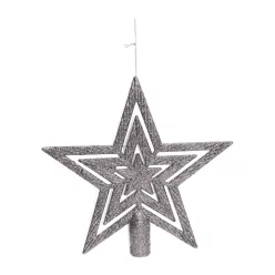 KARÁCSONYI CSÚCSDÍSZ CSILLAG, EZÜST GLITTER