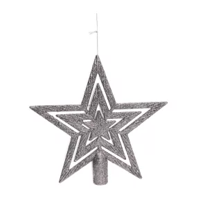 KARÁCSONYI CSÚCSDÍSZ CSILLAG, EZÜST GLITTER