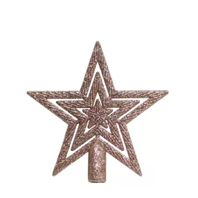KARÁCSONYI CSÚCSDÍSZ CSILLAG, ROSEGOLD GLITTER