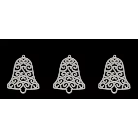   AKASZTÓS KARÁCSONYI DÍSZ HARANG SZETT, 3 DARABOS, FEHÉR GLITTER