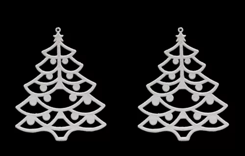 AKASZTÓS KARÁCSONYI DÍSZ FENYŐFA SZETT, 2 DARABOS, ÁTTETSZŐ, FEHÉR