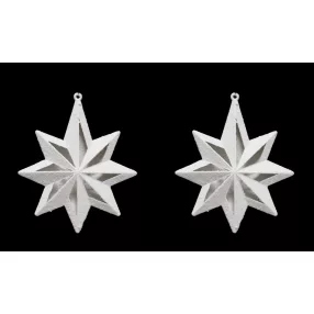   AKASZTÓS KARÁCSONYI DÍSZ CSILLAG SZETT, 2 DARABOS, ÁTTETSZŐ, FEHÉR