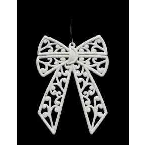 AKASZTÓS KARÁCSONYI DÍSZ MASNI, CIRKÓNIA MINTÁS, FEHÉR