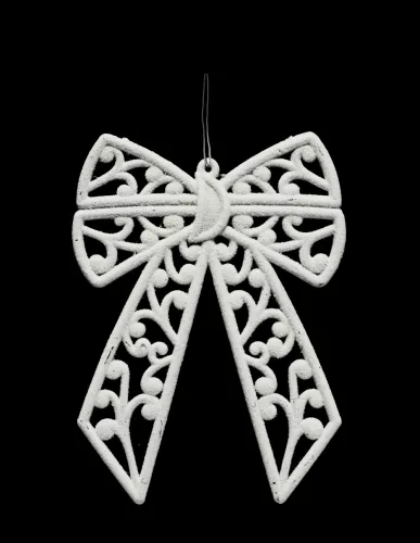 AKASZTÓS KARÁCSONYI DÍSZ MASNI, CIRKÓNIA MINTÁS, FEHÉR