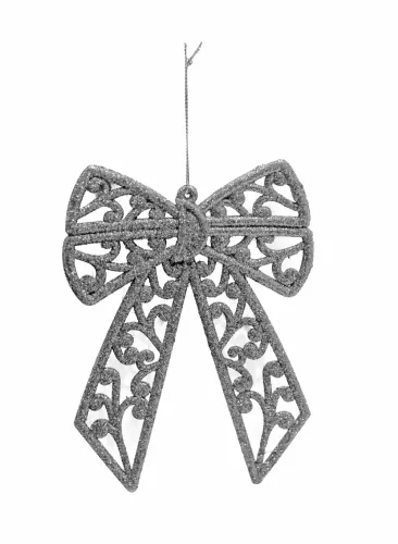 AKASZTÓS KARÁCSONYI DÍSZ MASNI, CIRKÓNIA MINTÁS, EZÜST