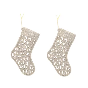   AKASZTÓS KARÁCSONYI DÍSZ ZOKNI SZETT, 2 DARABOS, ARANY GLITTER