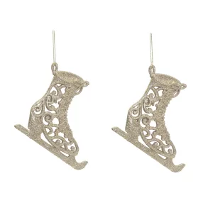   AKASZTÓS KARÁCSONYI DÍSZ KORCSOLYA SZETT, 2 DARABOS, ARANY GLITTER