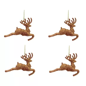   AKASZTÓS KARÁCSONYI DÍSZ RÉNSZARVAS SZETT, 4 DARABOS, ROSEGOLD
