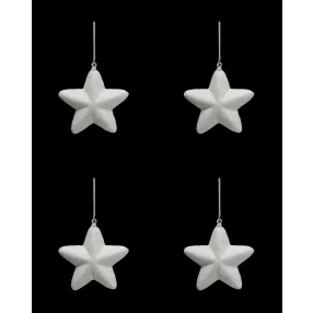   AKASZTÓS KARÁCSONYI DÍSZ CSILLAG SZETT, 6 DARABOS, 3D, FEHÉR