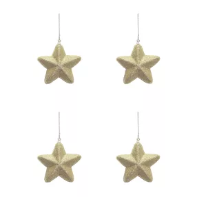   AKASZTÓS KARÁCSONYI DÍSZ CSILLAG SZETT, 4 DARABOS, 3D, ARANY