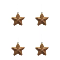   AKASZTÓS KARÁCSONYI DÍSZ CSILLAG SZETT, 4 DARABOS, 3D, ROSEGOLD