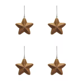   AKASZTÓS KARÁCSONYI DÍSZ CSILLAG SZETT, 4 DARABOS, 3D, ROSEGOLD