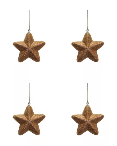 AKASZTÓS KARÁCSONYI DÍSZ CSILLAG SZETT, 4 DARABOS, 3D, ROSEGOLD