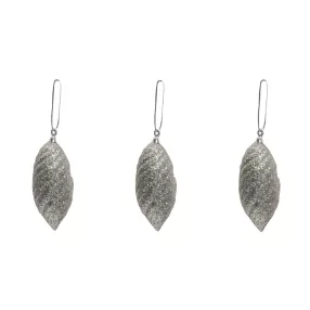   AKASZTÓS KARÁCSONYI DÍSZ CSEPP SZETT, 3 DARABOS, BORDÁS MINTÁS, EZÜST