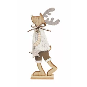 DEKOR FA RÉNSZARVAS FIÚ CSILLAGGAL, ÁLLÓ