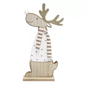 DEKOR FA RÉNSZARVAS, ÁLLÓ, PÖTTYÖS MINTÁS, FEHÉR