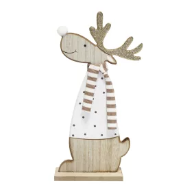 DEKOR FA RÉNSZARVAS, ÁLLÓ, PÖTTYÖS, FEHÉR