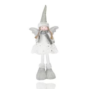 DEKOR TEXTIL ANGYAL, ÁLLÓ, EZÜST-FEHÉR