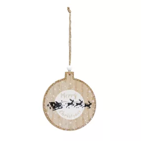   DEKOR FA LÓGÓDÍSZ GÖMB, TÉLAPÓ SZÁNNAL MINTÁS, NATÚR