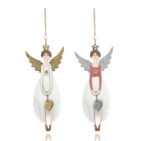 DEKOR FA LÓGÓDÍSZ ANGYAL, SZÜRKE-RÓZSASZÍN