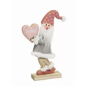 DEKOR FA TÉLAPÓ SZÍVVEL, ÁLLÓ, RÓZSASZÍN-SZÜRKE