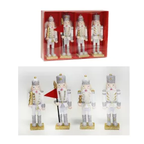   DEKOR POLIREZIN DIÓTÜRŐ DÍSZDOBOZBAN, 4 DARABOS, FEHÉR EZÜST