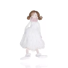 DEKOR TEXTIL LÁNY, LÓGÓLÁBÚ, FEHÉR