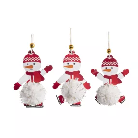 DEKOR FA AKASZTÓS HÓEMBERR, POMPOMMAL, PIROS/FEHÉR