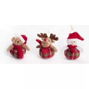   DEKOR TEXTIL AKASZTÓS KARÁCSONYI FIGURÁK, 4 FÉLE, GÖMBÖC TESTŰ, BORDÓ