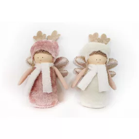   TEXTIL ANGYAL, BUNDÁS, ARANY GLITTERES SZÁRNY ÉS AGANCSSAL, FEHÉR SÁLLAL, RÓZSASZÍN/KRÉM